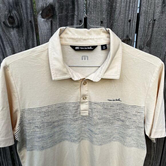 Travis Mathew Short Sleeve Salt Sand Polo Mens M Yellow Golf Outdoor Preppy Dad - Picture 3 of 14